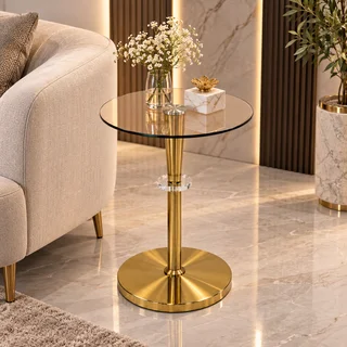 طاولة خدمة مفرد OG-07 GOLD G+1 بتصميم عصري من الزجاج