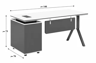 مكتب OT-10 أبيض ورمادي