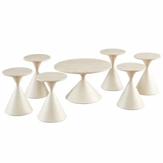طقم شاي خشب ميلامين SHS-034 BEIGE 1+6 بتصميم عصري من الخشب ميلامين
