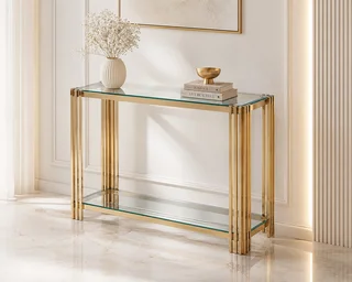 كونسول ستيل زجاج HCT-424 ذهبي