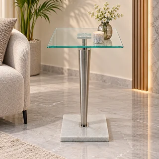 طاولة خدمة مفرد OG-32 SILVER بتصميم عصري من الزجاج