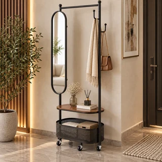 مراية وعلاقة A-100 BLACK BROWN بتصميم عصري من المعدن