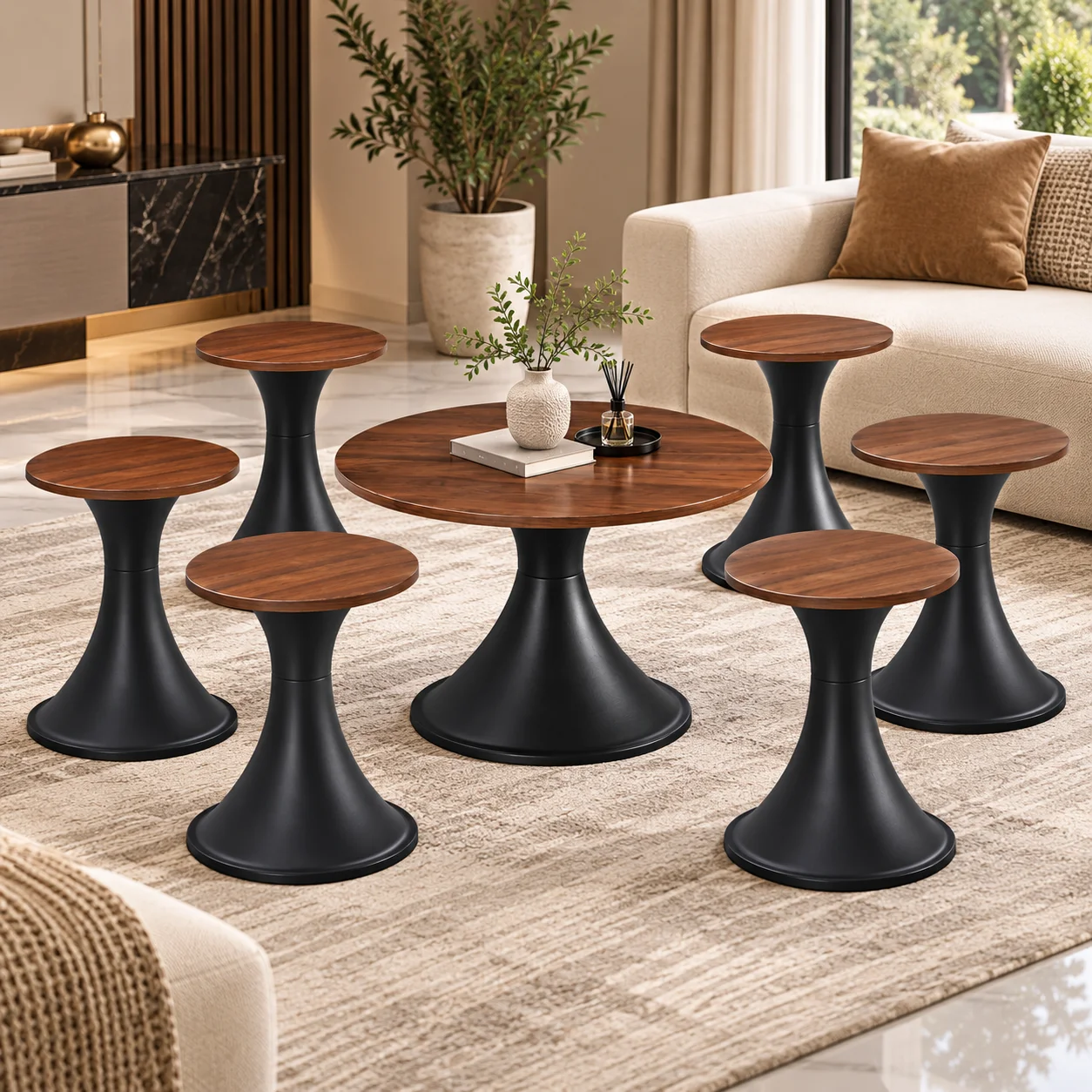 طقم شاي خشب ميلامين SHS-033 BROWN 1+6 بتصميم عصري من الخشب ميلامين طقم شاي خشب ميلامين SHS-033 BROWN 1+6 بتصميم عصري من الخشب ميلامين
