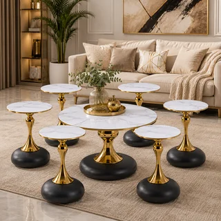 طقم شاي سيراميك دائري B1036 أسود 1+6