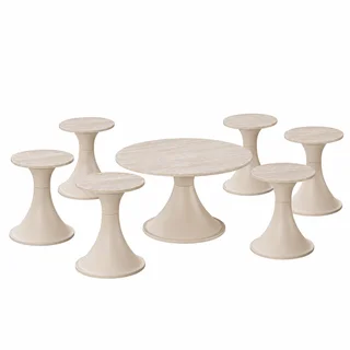طقم شاي خشب ميلامين SHS-033 BEIGE 1+6 بتصميم عصري من الخشب ميلامين